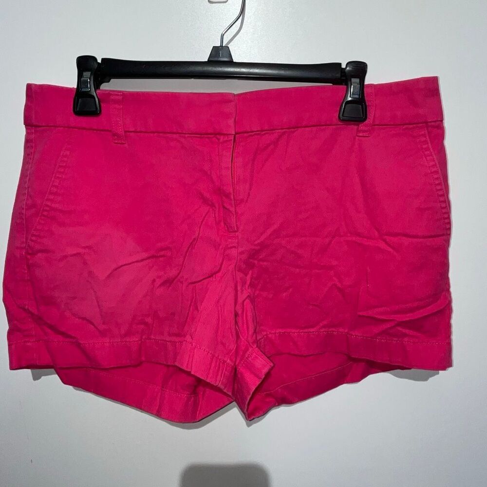 J. Crew Women's Pink Classic Mid Rise Cotton Flat Front Chino Shorts Size 8